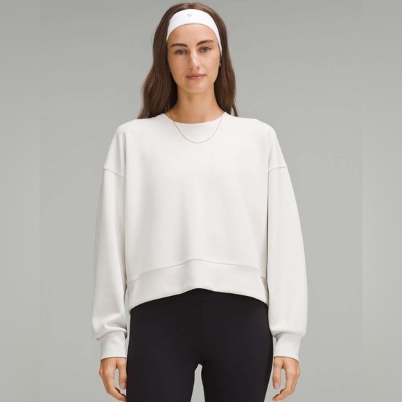 lululemon athletica Tops - Lululemon Perfectly Oversized Cropped Crew Softstreme Bone Size 0